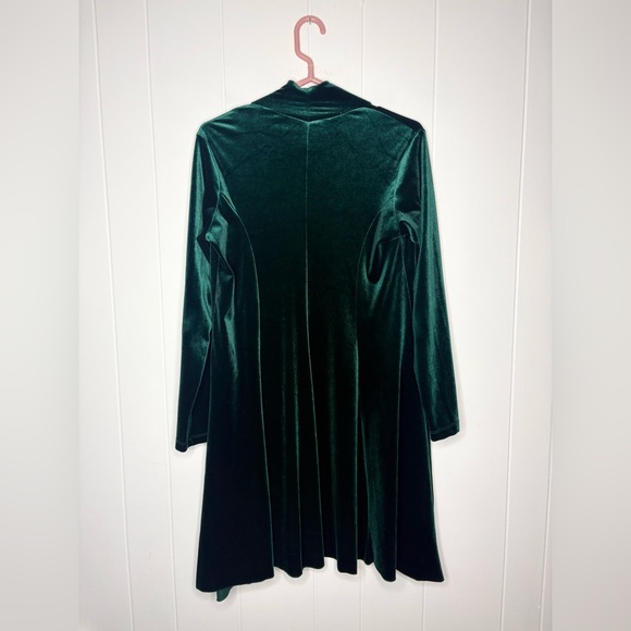Vintage The Pyramid Collection Crushed Velvet Forest Green Duster Jacket M USA - Picture 3 of 9